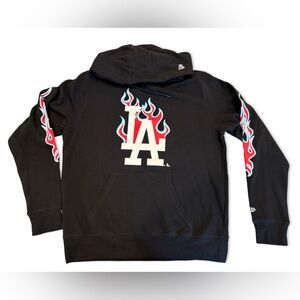 New Era Los Angeles Dodgers Flame Hoodie Black Size L MLB Streetwear Pullover